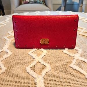 NWOT Ralph Lauren Red Slim Leather Wallet